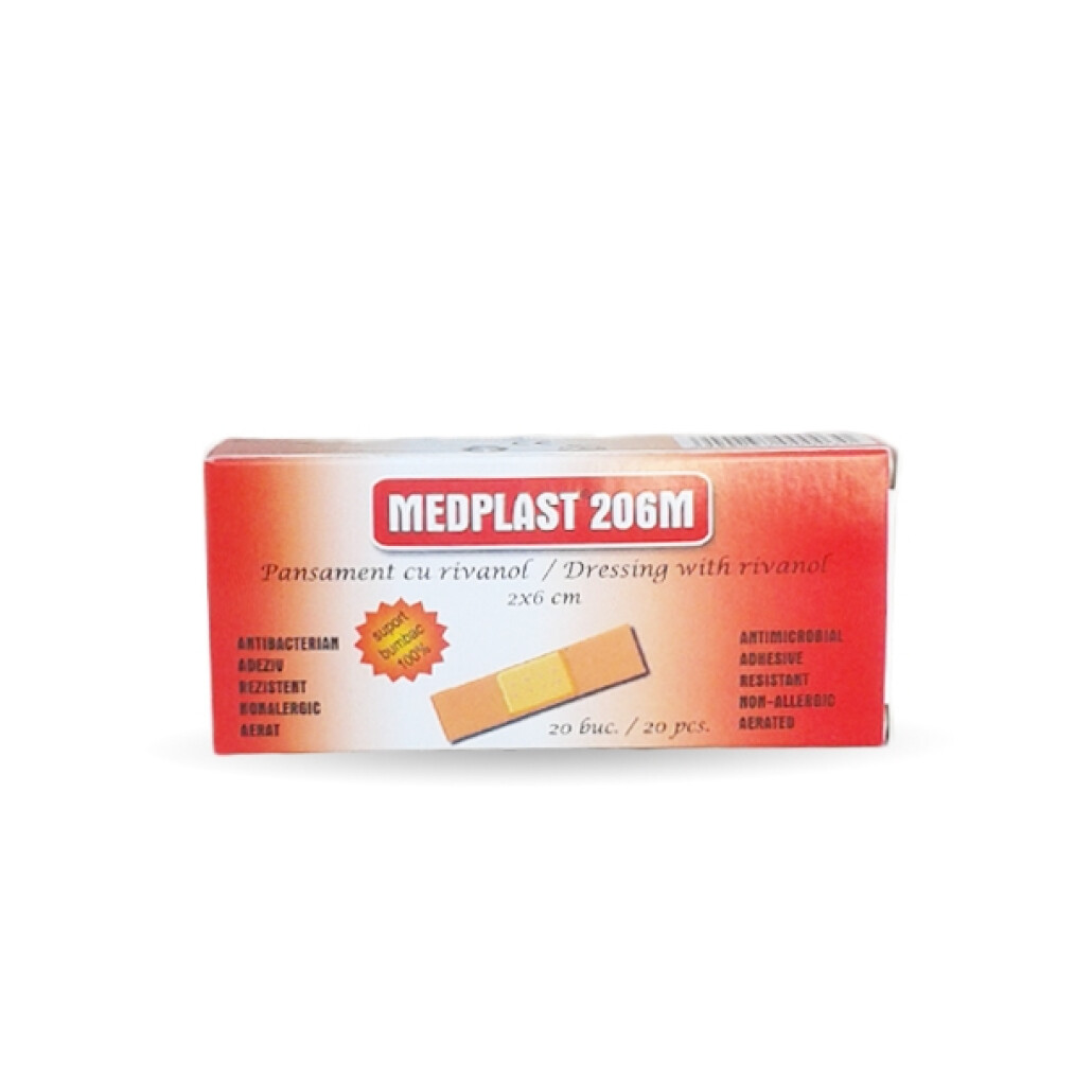 Medplast 206 M pansament (2 x 6) cm, 20 bucati, Mebra Farmacia Helena
