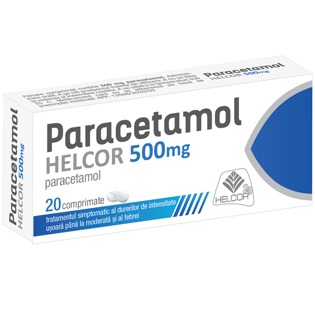 Paracetamol Helcor, 500 mg, 20 comprimate, Helcor Farmacia Helena