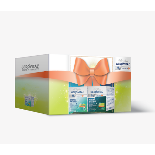 Caseta Cadou Gerovital H3 Hyaluron C: crema de zi + crema de noapte