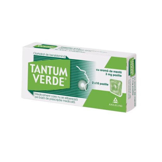 Tantum Verde cu aroma de menta 3 mg, 20 pastile, CSC PHARMACEUTICALS