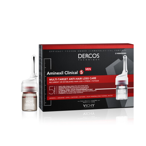 Dercos Aminexil Clinical 5, Tratament impotriva caderii parului pentru barbati, 21x6 ml VICHY