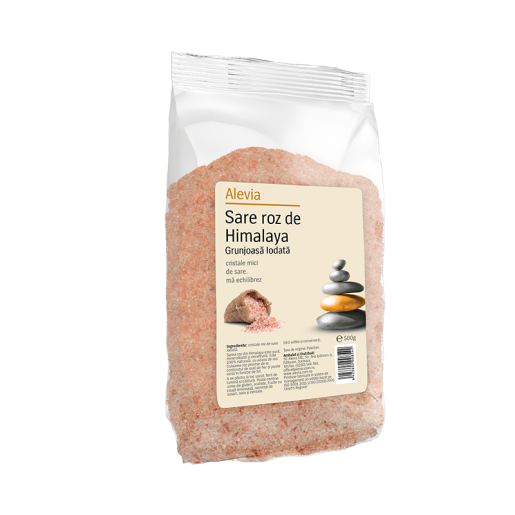 Sare roz de Himalaya Grunjoasa Iodata, 500g, Alevia