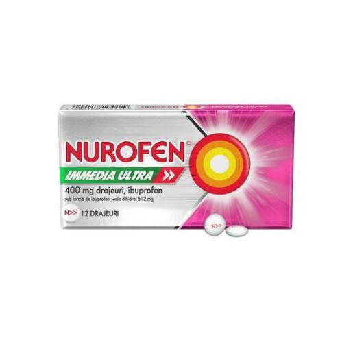 Nurofen Immedia Ultra 400 mg, 12 drajeuri, Reckitt Benckiser
