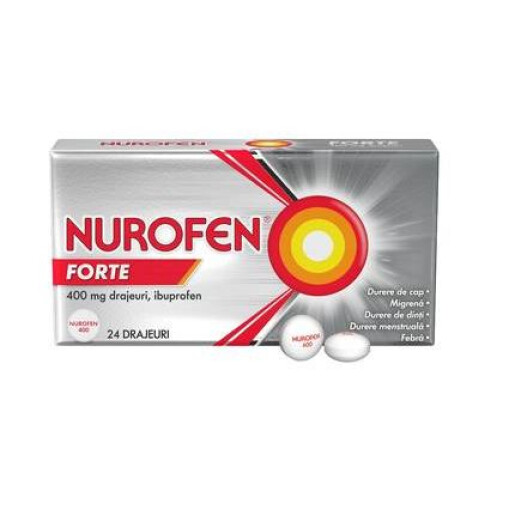 Nurofen Forte 400 mg, 24 drajeuri, Reckitt Benckiser