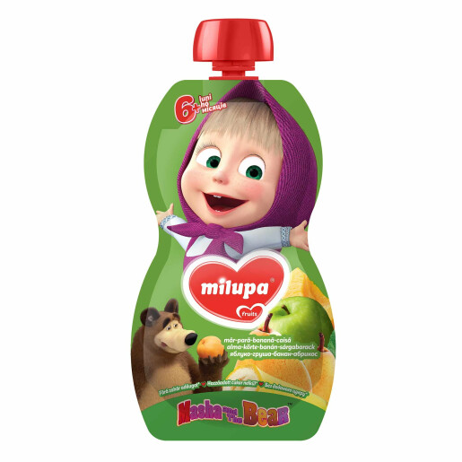 Milupa Masha&Ursul piure Mere, Pere, Banane, Caise 100g