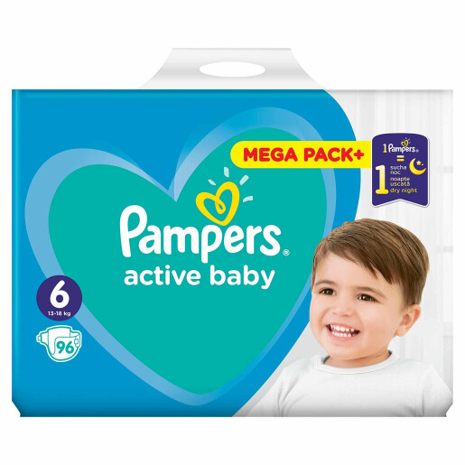 Scutece Pampers Active Baby 6 Mega Pack 96 buc