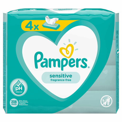 Servetele umede Pampers Sensitive Quattro (4*52 buc)