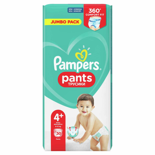 Scutece Pampers Active Baby 4+ Maxi Plus Jumbo Pack 50 buc