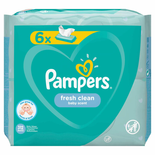 Servetele umede Pampers Fresh Clean 6pk (6*52 buc)