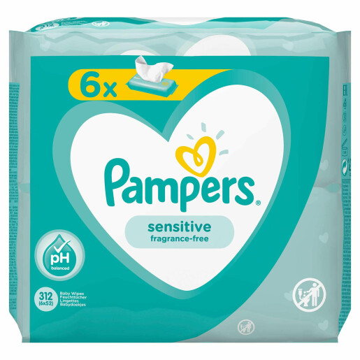 Servetele umede Pampers Sensitive 6pk (6*52 buc)