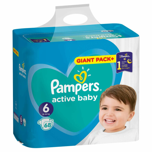 Scutece Pampers Active Baby 6 Giant Pack, 68 buc