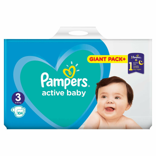 Scutece Pampers Active Baby 3 Giant Pack, 104 buc