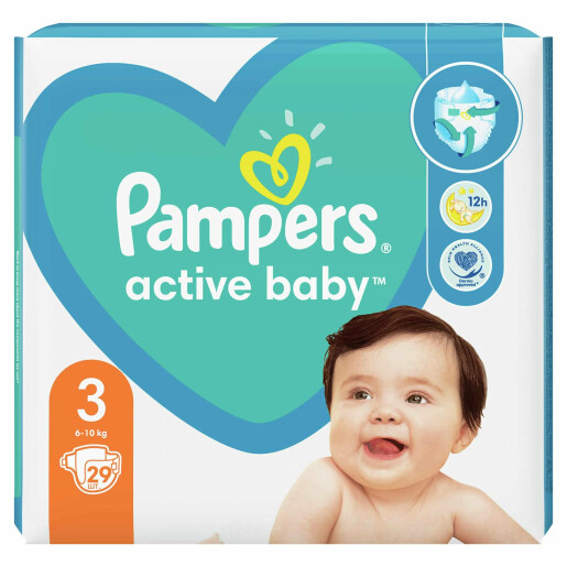 Scutece Pampers Active Baby 3 Carry Pack, 29 buc