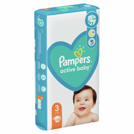 Scutece Pampers Active Baby 3 Value Pack 58 buc