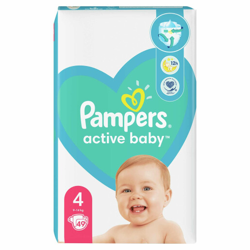 Scutece Pampers Active Baby 4 Value Pack, 49 buc