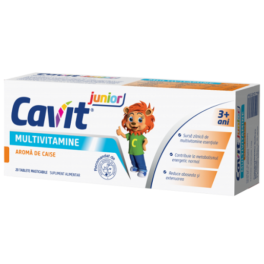 Cavit Junior cu aroma de caise, 20 comprimate masticabile, Biofarm