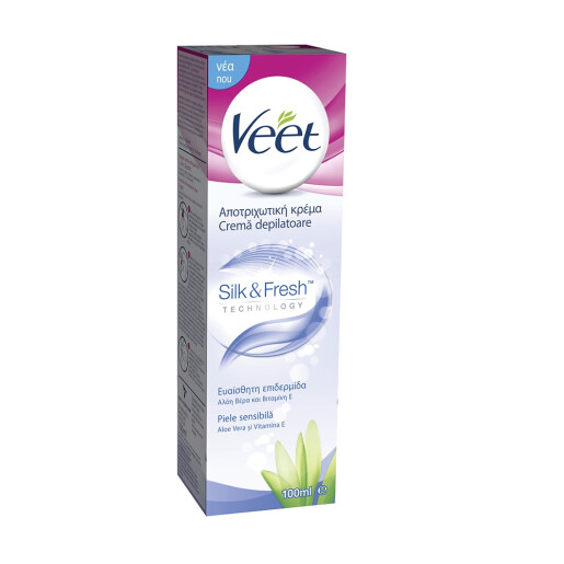 Crema depilatoare Aloe Vera si Vitamina E pentru piele sensibila, 100 ml, Veet