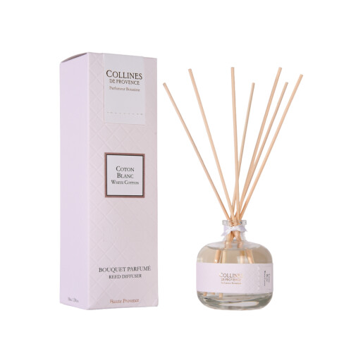Difuzor buchet parfumat Coton blanc 100ml, COLLINES DE PROVENCE