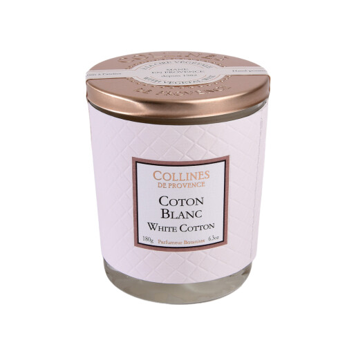 Lumanare parfumata naturala Coton blanc 180g, COLLINES DE PROVENCE