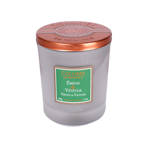 Lumanare parfumata naturala Lemn de abanos&Vetiver 180g, COLLINES DE PROVENCE