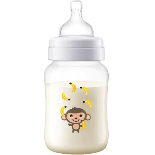 Biberon anti-colici SCF821/11, flux lent, 0-12 luni, 260ml, decor maimuta, Philips Avent
