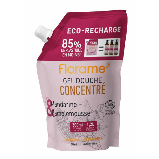Rezerva gel dus concentrat mandarina-grapefruit BIO 200ml, FLORAME