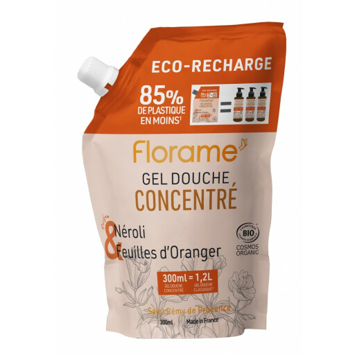 Rezerva gel dus concentrat neroli-frunza de portocal BIO 200ml, FLORAME
