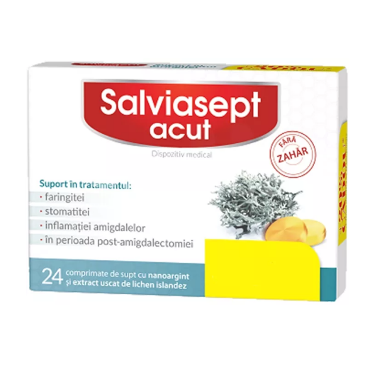 Salviasept Acut fara zahar, 24 comprimate de supt + 33% GRATUIT, Zdrovit