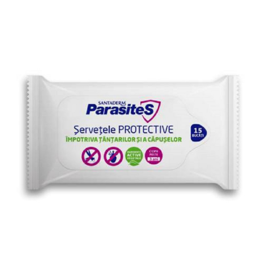 Servetele protective impotriva tantarilor si vcapuselor, 15 buc, Santaderm