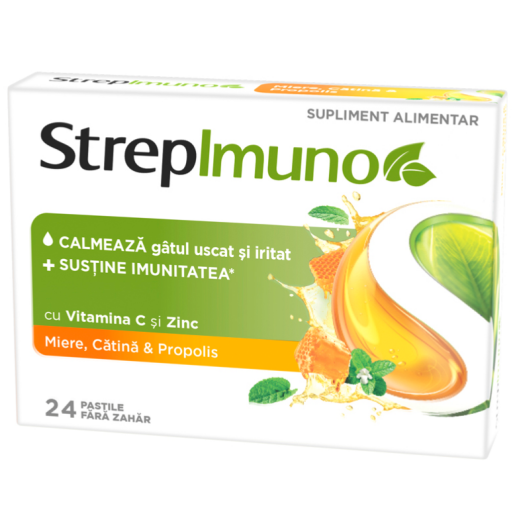 Reckitt Benckiser, Strepimuno cu miere, catina si propolis, 24 pastile de supt