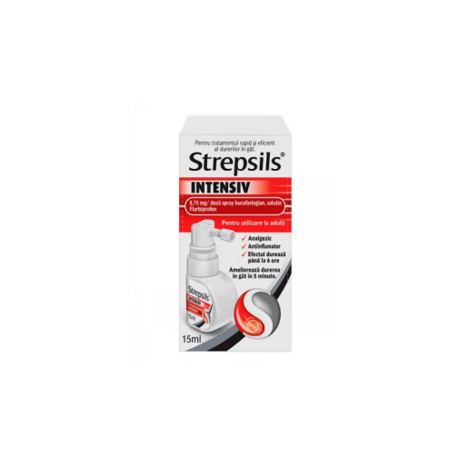 Strepsils Intensiv Cirese si Menta, 8,75 mg/doza spray bucofaringian, solutie, 15 ml, Reckitt Benckiser Healthcare