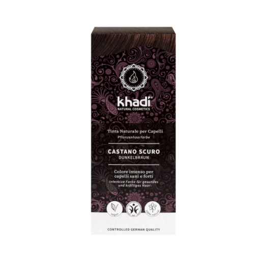 Vopsea de par naturala Henna Saten Inchis, 100g, Khadi