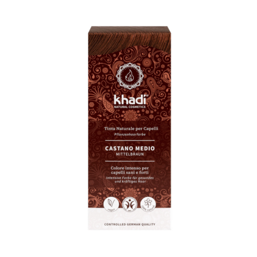 Vopsea de par naturala Henna Saten Mediu, 100g, Khadi