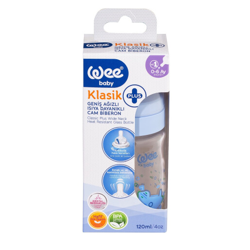 Biberon termorezistent cu gura larga 120ml, WEE BABY