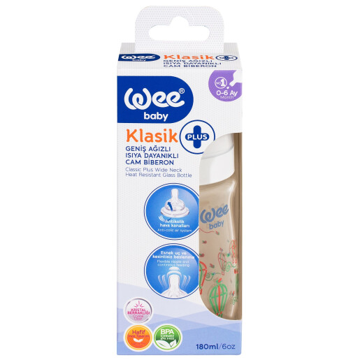 Biberon termorezistent cu gura larga 180ml, WEE BABY