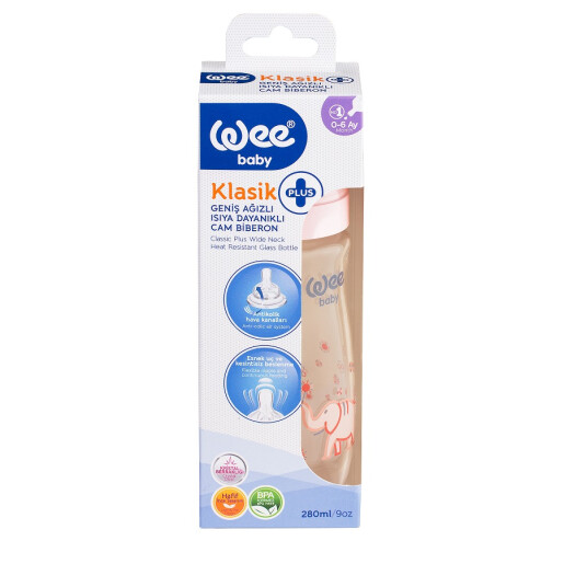 Biberon termorezistent cu gura larga 280ml, WEE BABY