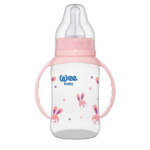 Biberon cu manere 150ml+ tetina silicon rotunda, WEE BABY