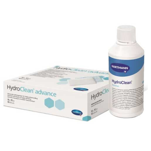 HydroClean Advance, 7,5 x 7,5 cm, 10 buc + HydroClean Solution, 350 ml