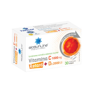 Vitamina C 1000 mg cu D3 2000 UI Retard, 30 comprimate retard, Biosunline