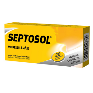 Septosol Miere si Lamaie, 20 comprimate de supt, Biofarm