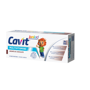 Cavit Junior cu aroma de ciocolata, 20 comprimate masticabile, Biofarm