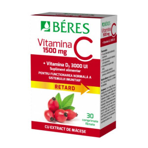 BERES VITAMINA C 1500 MG +3000 UI D3 , 30 COMPRIMATE FILMATE RETARD