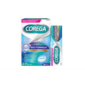 Pachet promo Corega: Adeziv pentru proteza Neutro, 40 g + Tablete efervescente Bio Formula, 30 tablete