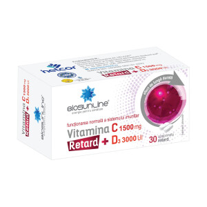 Vitamina C 1500 mg cu D3 3000 UI Retard, 30 comprimate retard, Biosunline