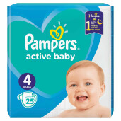 Scutece Pampers Active Baby 4 Carry Pack, 25 buc