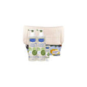 Pachet Mustela Bio, Gel de curatare certificat BIO 400 ml, Apa micelara certificata BIO 400 ml, Esantion Crema hidratanta BIO 40 ml, Rucsac, Mustela