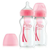 Pachet Biberoane Gat Larg "Options Plus" PP, 270 ml. Roz (2-Pack) (BPA free),Dr.Brown