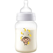 Biberon anti-colici SCF821/11, flux lent, 0-12 luni, 260ml, decor maimuta, Philips Avent