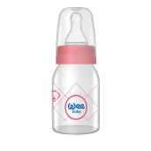 Biberon din sticla cu tetina silicon rotunda 125ml, WEE BABY