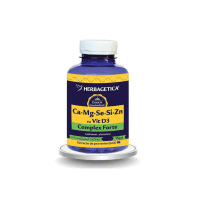 Ca+Mg+Se+Si+Zn cu Vit D3 Complex Forte, 120 capsule, Herbagetica